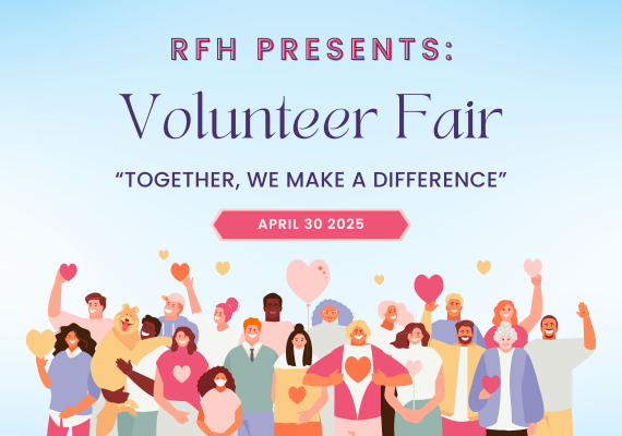 On April 30th, we will be hosting our 1st Volunteer Fair during  Lunch in the Learning Commons